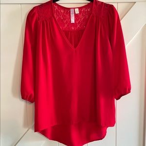 Francesca’s red blouse lace detail size S
